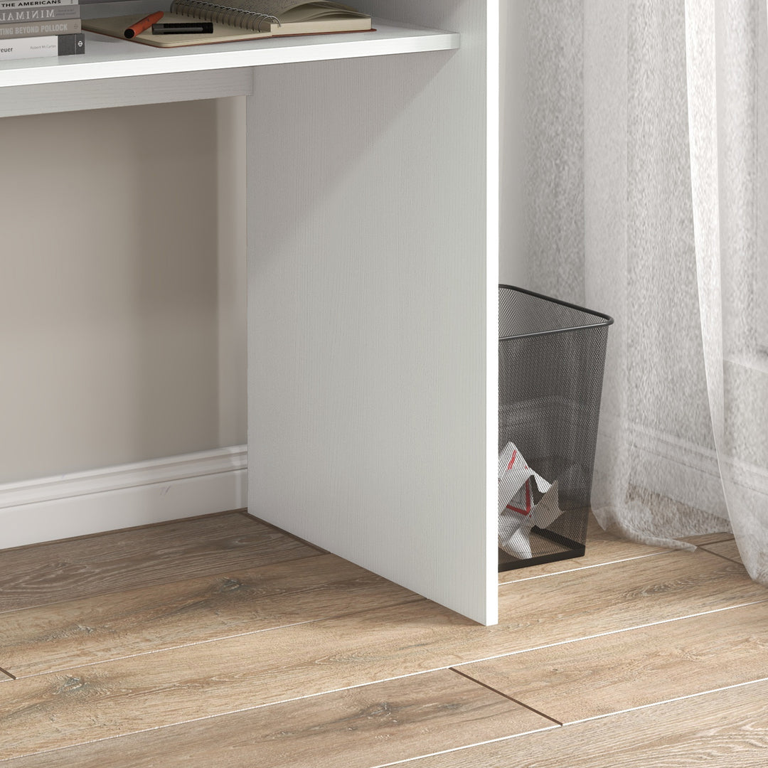 Computer Writing Desk with Storage Compartment Workstation Learning Center for Home Office 90W x 50D(cm) - White