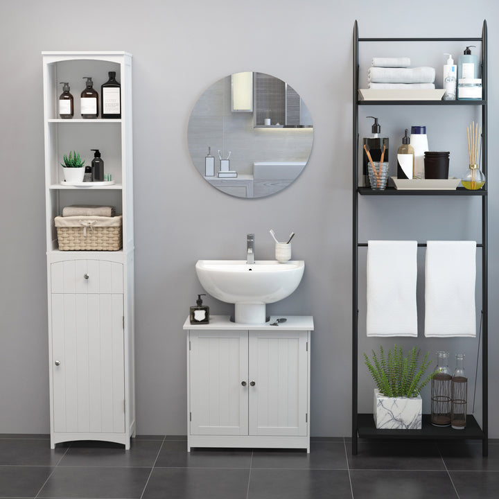 Under Sink Bathroom Storage Cabinet 2 Layers Vanity Unit Wooden - White