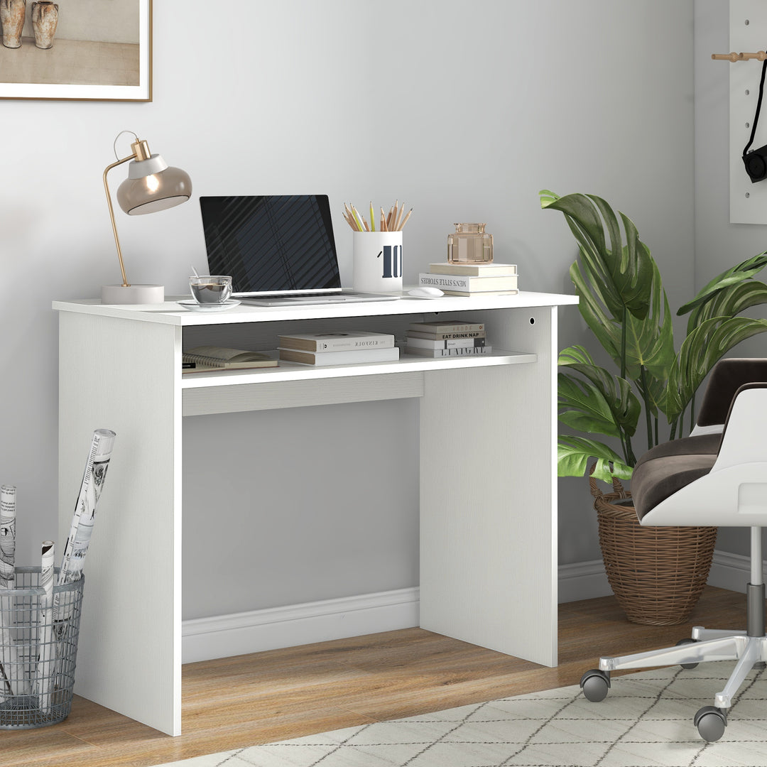 Computer Writing Desk with Storage Compartment Workstation Learning Center for Home Office 90W x 50D(cm) - White