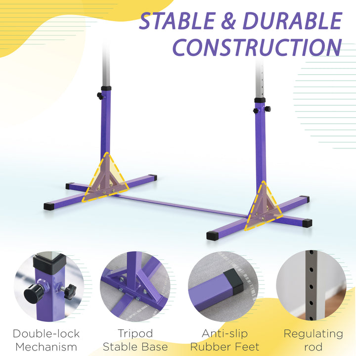 Steel Frame Adjustable Horizonal Gymnastics Bar For Kids Home Gym Training Children Junior Kip High Bar Fitness Purple