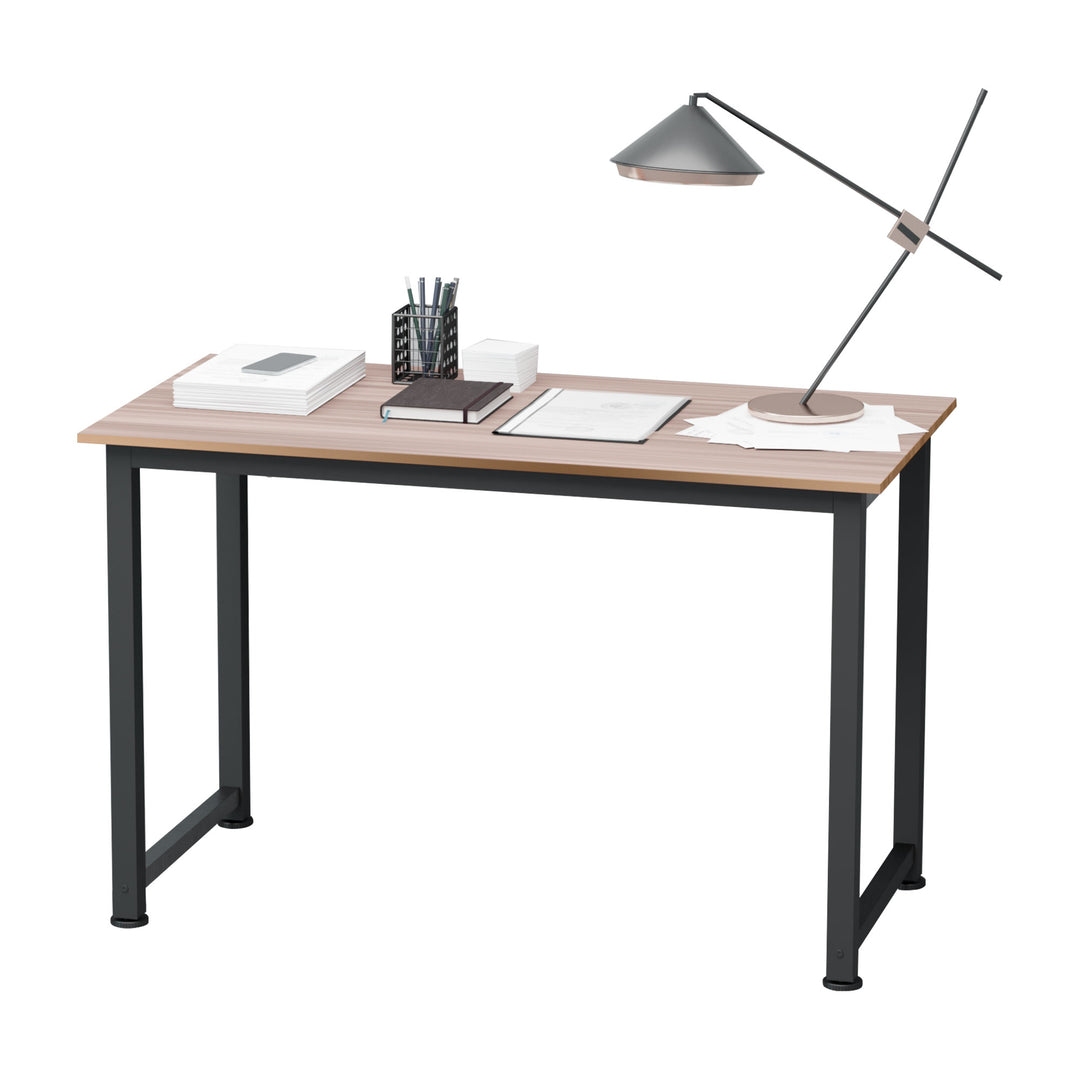Computer Desk PC Writing Table Home Office Workstation Adjustable Feet Stable Work Study w/ Metal Frame Oak Black