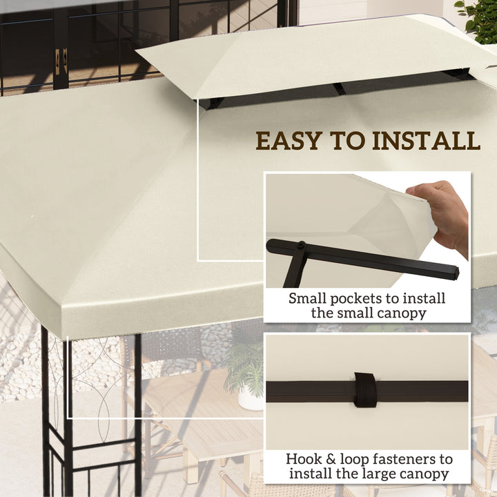 Outsunny 3x4m Gazebo Replacement Roof Canopy 2 Tier Top UV Cover Garden Patio Outdoor Sun Awning Shelters Cream (TOP ONLY)