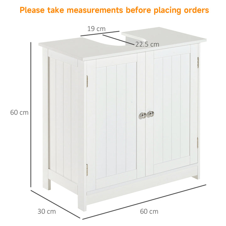 Under Sink Bathroom Storage Cabinet 2 Layers Vanity Unit Wooden - White