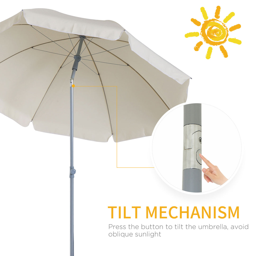 Outsunny 2.2M Tilt Beach Umbrella Parasol-Cream White