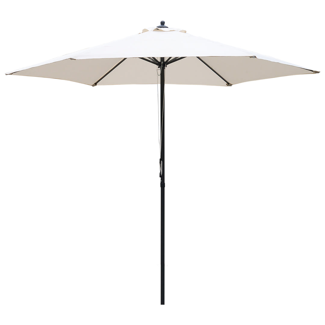 2.8m Garden Parasol Umbrella, Round Outdoor Market Table Umbrella, Parasol Patio Umbrella, 6 Ribs Manual Push, Sun Shade Canopy, Off-White