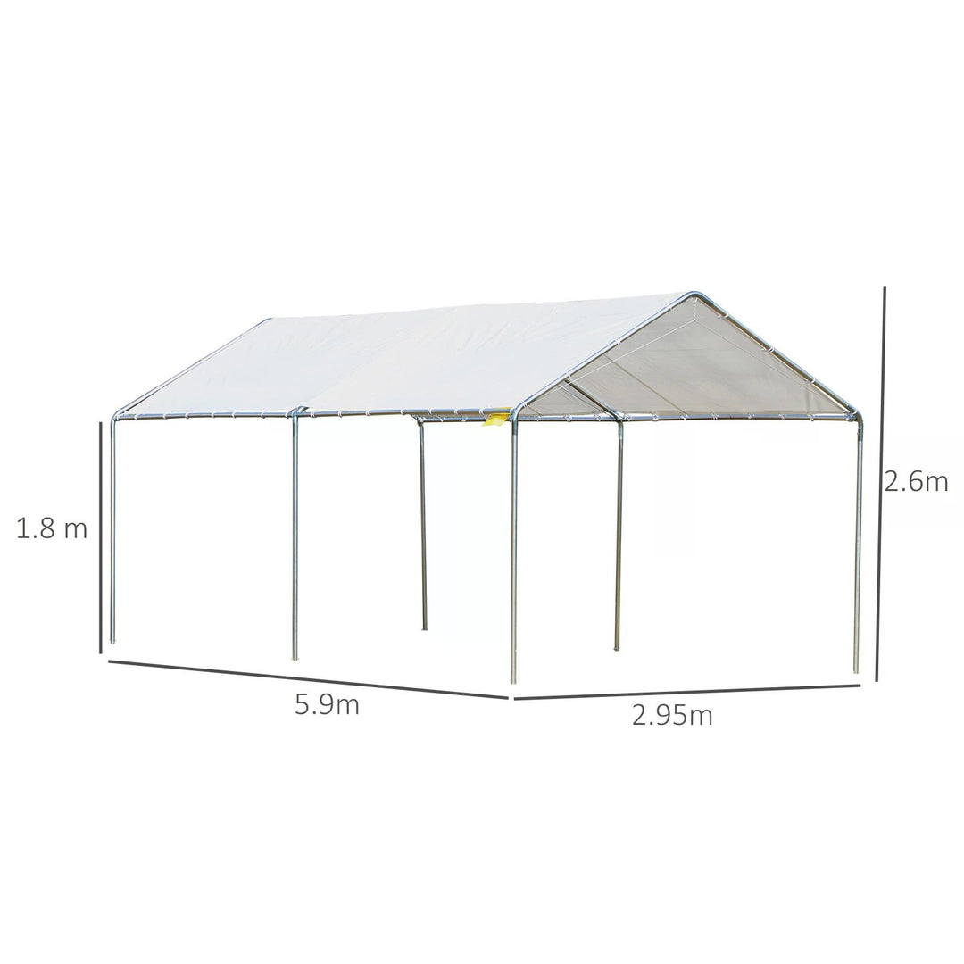 3 x 6m Heavy Duty Carport Garage Car Shelter Galvanized Steel Outdoor Open Canopy Tent Water UV Resistant Waterproof, White