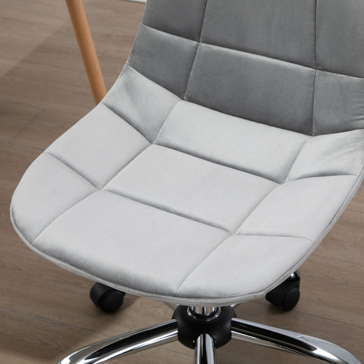 Vinsetto Ergonomic Office Chair with Adjustable  Height and Wheels Velvet Executive Chair Armless for Home Study Bedroom Grey