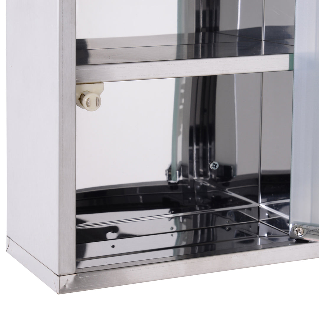 Stainless Steel wall mounted Medicine Cabinet with 2 Shelves + Security Glass Door Lockable 48 cm(H)