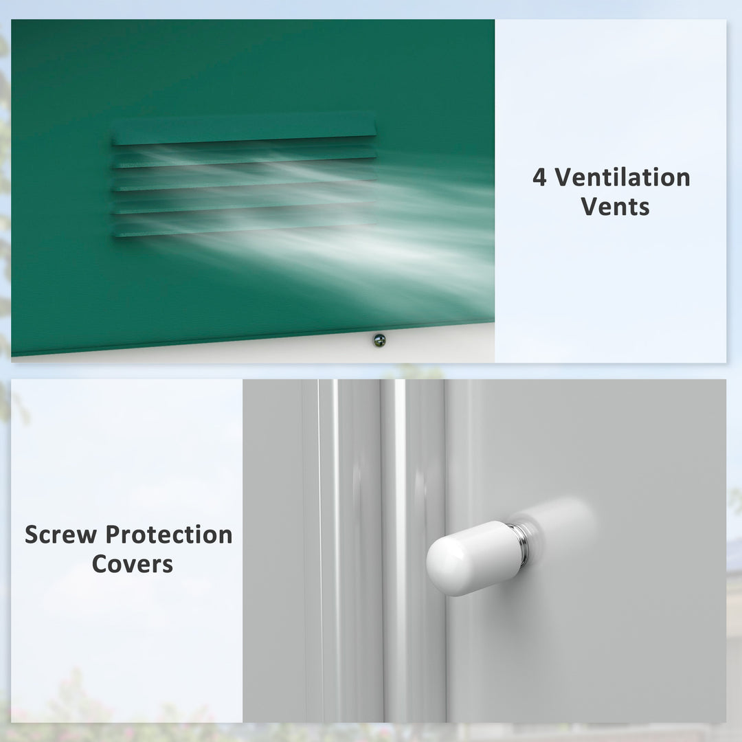 6.5ft x 3.5ft Metal Garden Storage Shed for Outdoor Tool Storage with Double Sliding Doors and 4 Vents, Green