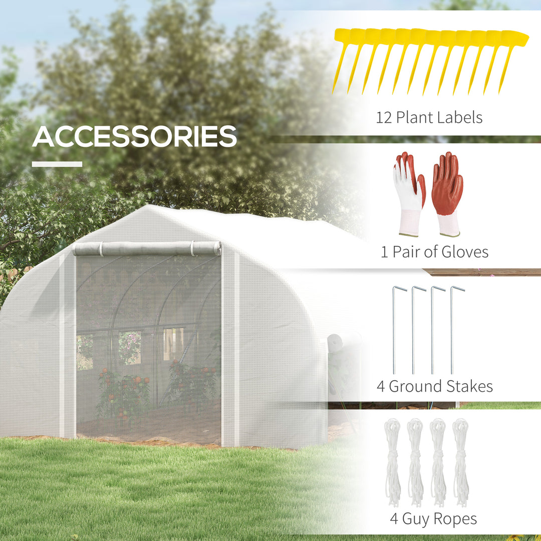 Walk-in Polytunnel Greenhouse, Tunnel Warm House Tent-White
