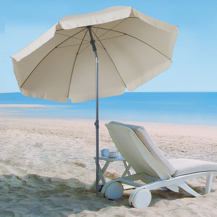 Outsunny 2.2M Tilt Beach Umbrella Parasol-Cream White