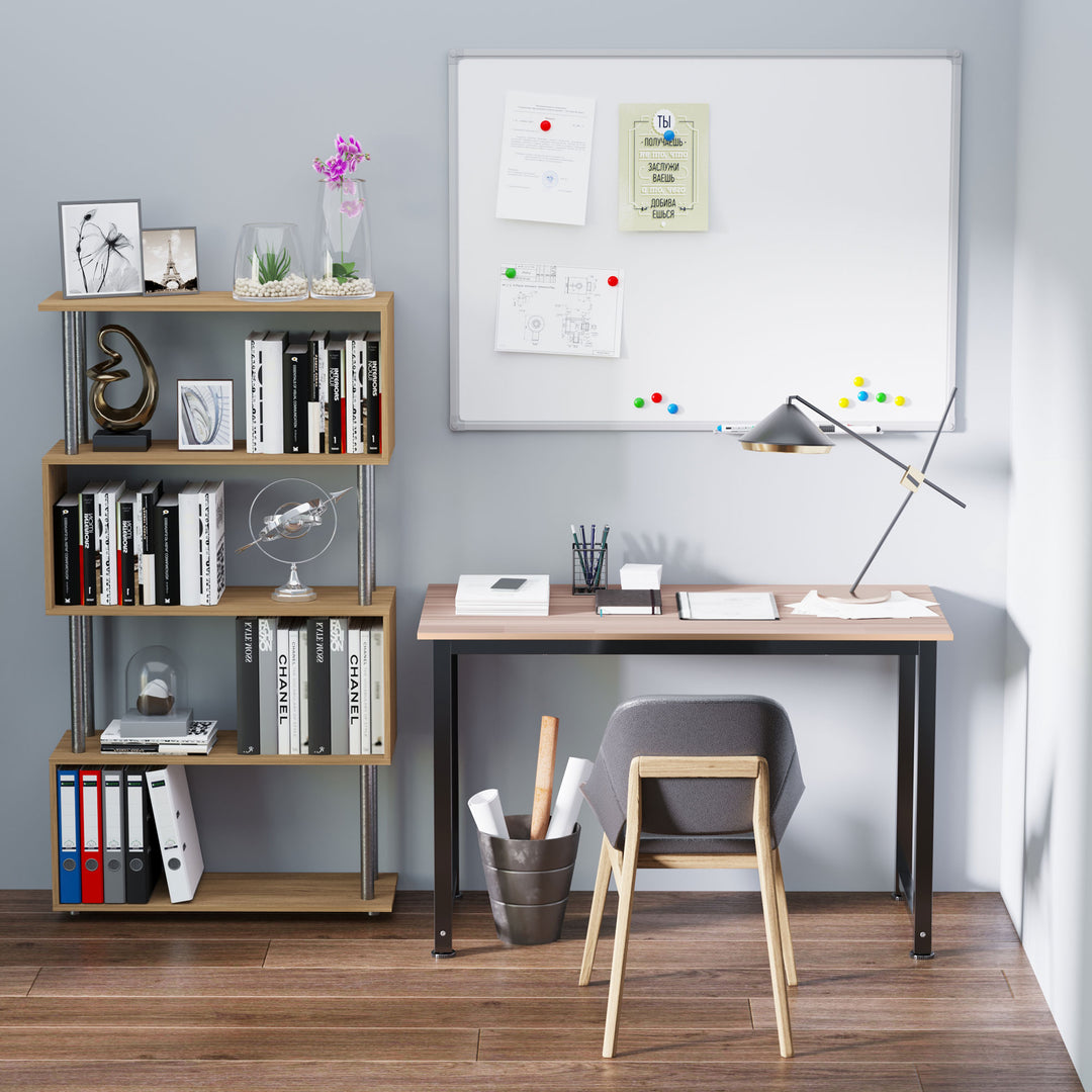 Computer Desk PC Writing Table Home Office Workstation Adjustable Feet Stable Work Study w/ Metal Frame Oak Black