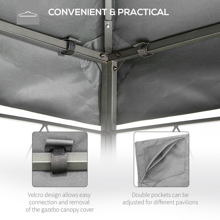 3x4m Gazebo Replacement Roof Canopy 2 Tier Top UV Cover Garden Patio Outdoor Sun Awning Shelters Light Grey (TOP ONLY)