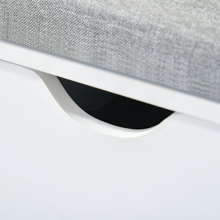 Shoe Bench with Seat Cushion Shoe Storage Cabinet with 7 Compartments Drawer Adjustable Shelves for Entryway Hallway Living Room White and Grey