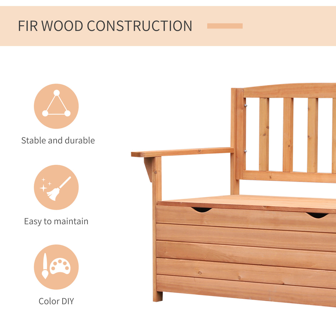 Outdoor Garden Storage Bench Patio Box All Weather Deck Fir Wood Solid Seating