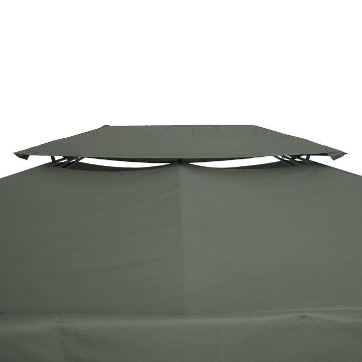 3x4m Gazebo Replacement Roof Canopy 2 Tier Top UV Cover Garden Patio Outdoor Sun Awning Shelters Deep Grey (TOP ONLY)