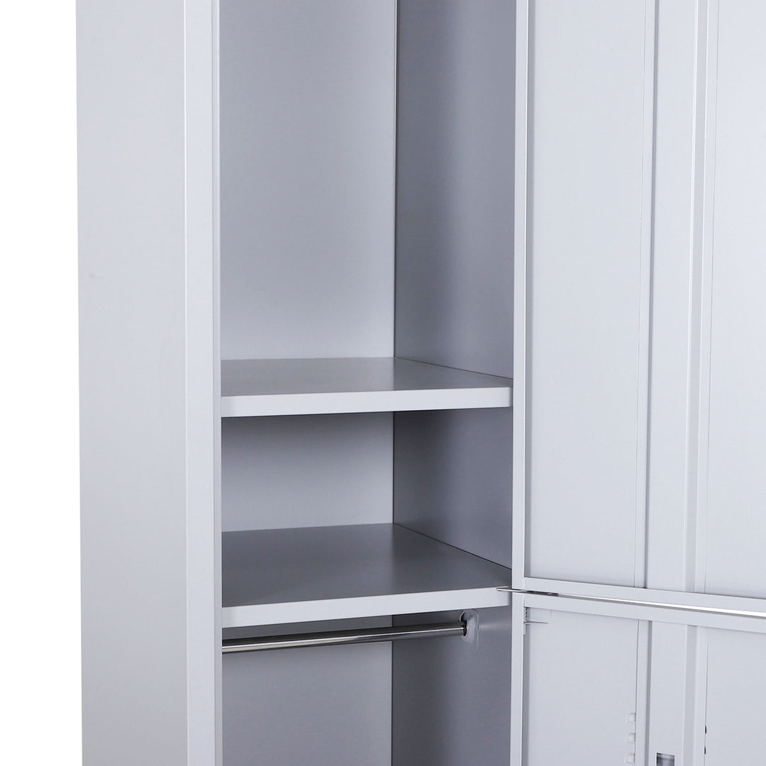 Locker Cabinet Storage Cold Rolled Steel w/ Shelves Vertical Cupboard Grey 38 x 46 x 180 cm
