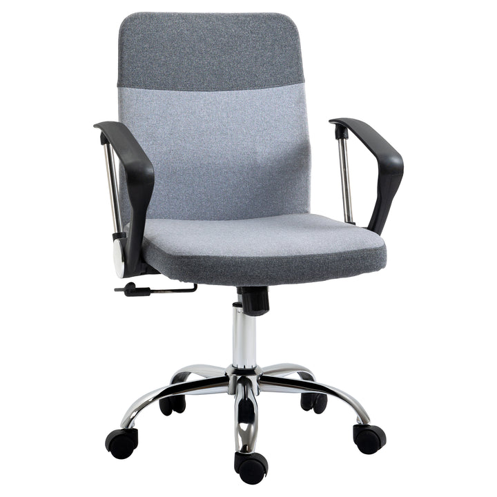 Vinsetto Ergonomic Office Chair Linen Fabric Swivel Computer Desk Chair Home Study Adjustable Chair with Wheels, Grey