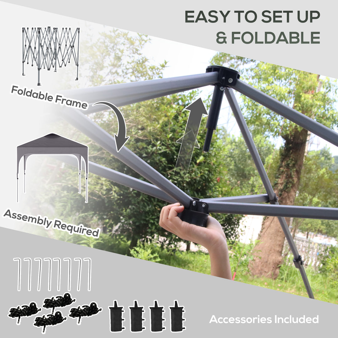 Outsunny 3 x 3 (M) Pop Up Gazebo, Foldable Canopy Tent with Carry Bag with Wheels and 4 Leg Weight Bags for Outdoor Garden Patio Party, Dark Grey
