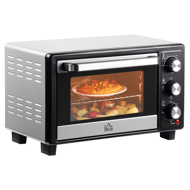 Convection Mini Oven, 16L Countertop Electric Grill, Toaster Oven with Adjustable Temperature, 60 Min Timer, Crumb Tray, Wire Rack, 1400W