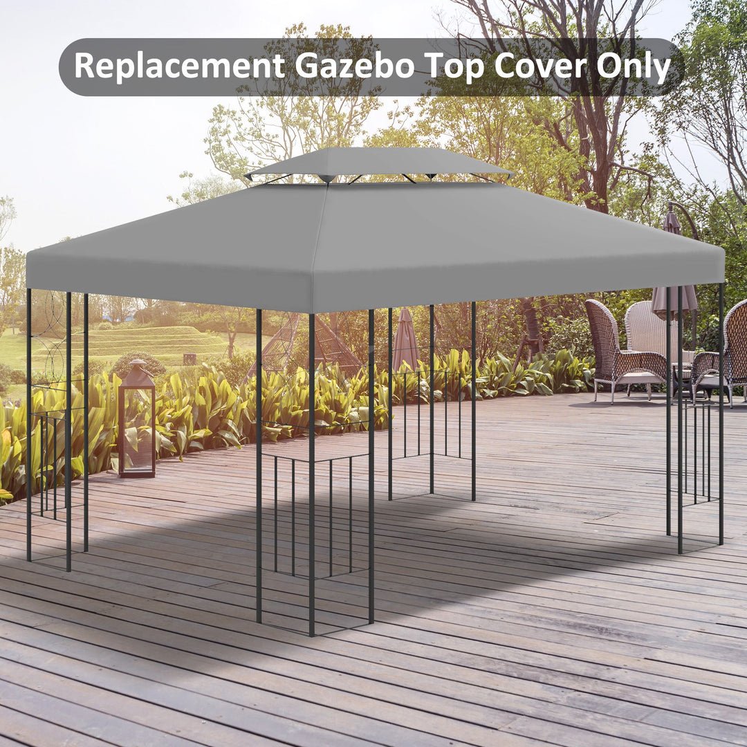 3x4m Gazebo Replacement Roof Canopy 2 Tier Top UV Cover Garden Patio Outdoor Sun Awning Shelters Light Grey (TOP ONLY)