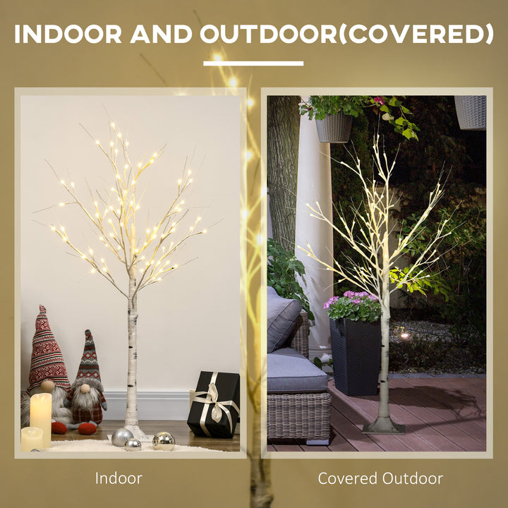 4ft Artificial White Birch Tree Light with 72 Warm White Pre-Lit LED Light for Indoor and Covered Outdoor Use