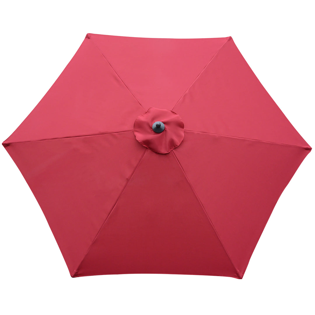 2.8m Patio Parasols Umbrellas Outdoor 6 Ribs Sunshade Canopy Manual Push Garden Backyard Furniture, Wine Red