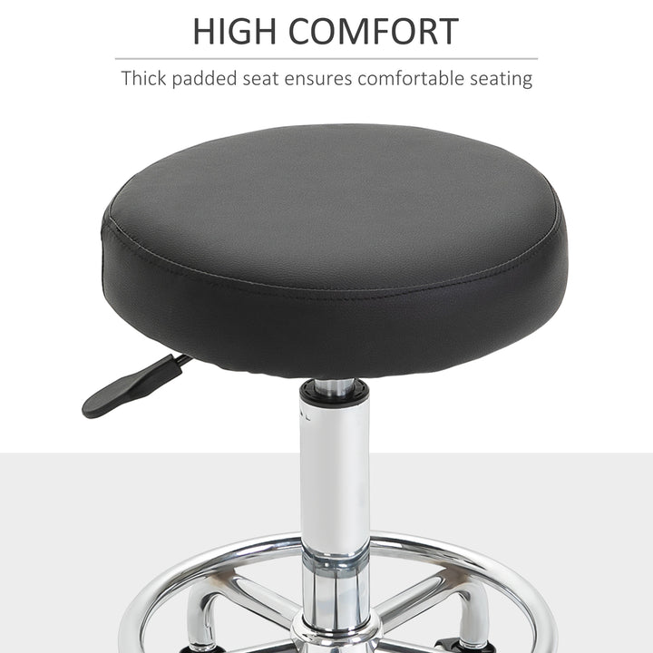 PU Leather Height Adjustable Swivel Salon Stool Black