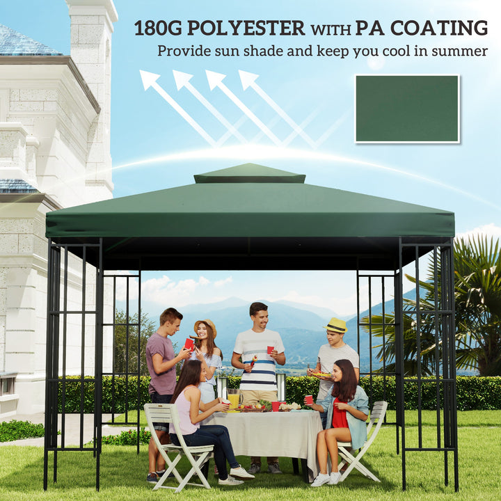 3 x 3 m Gazebo Top Cover Double Tier Canopy Replacement Pavilion Roof Dark Green