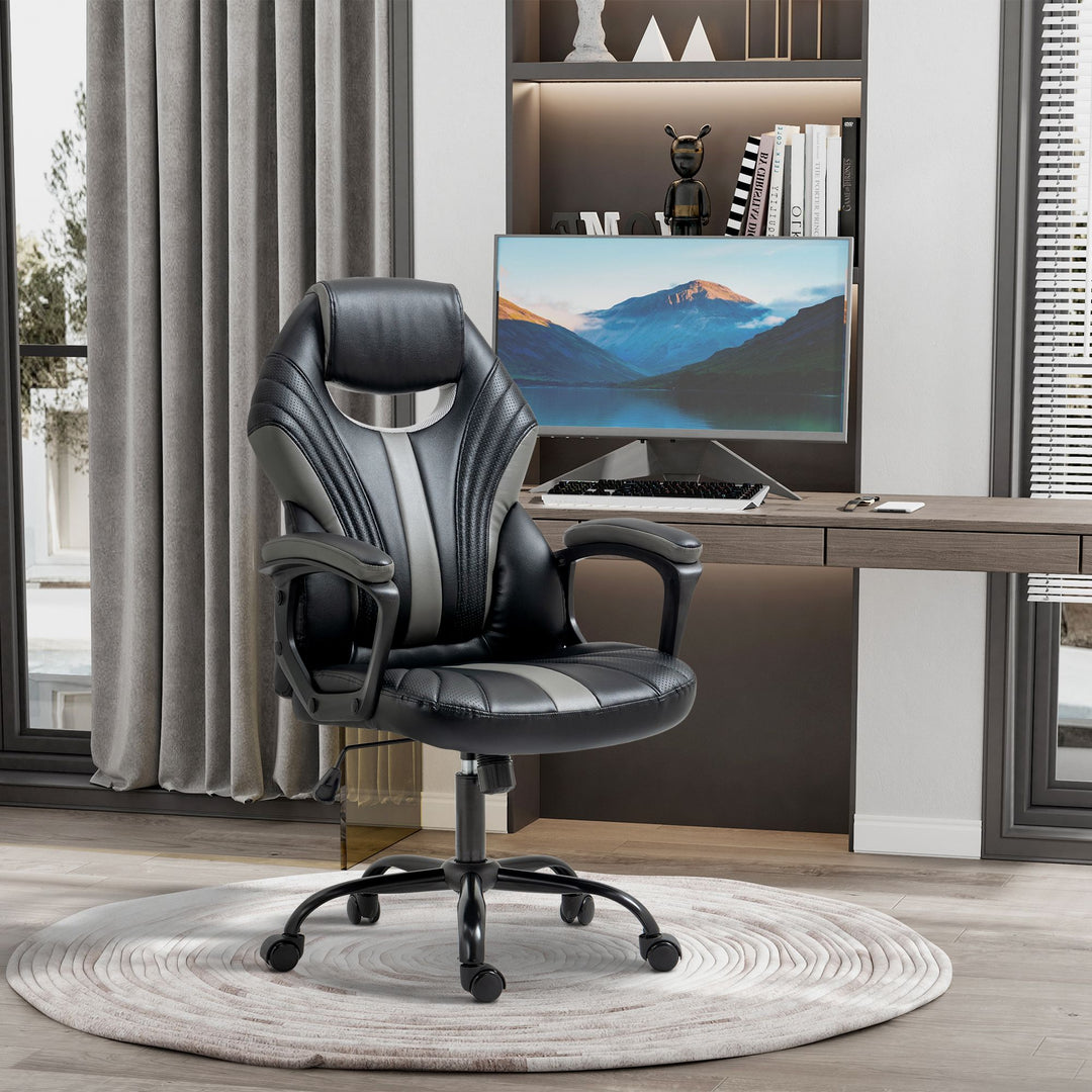 Vinsetto Racing Gaming Chair, Home Office Computer Desk Chair, Faux Leather, Black Grey