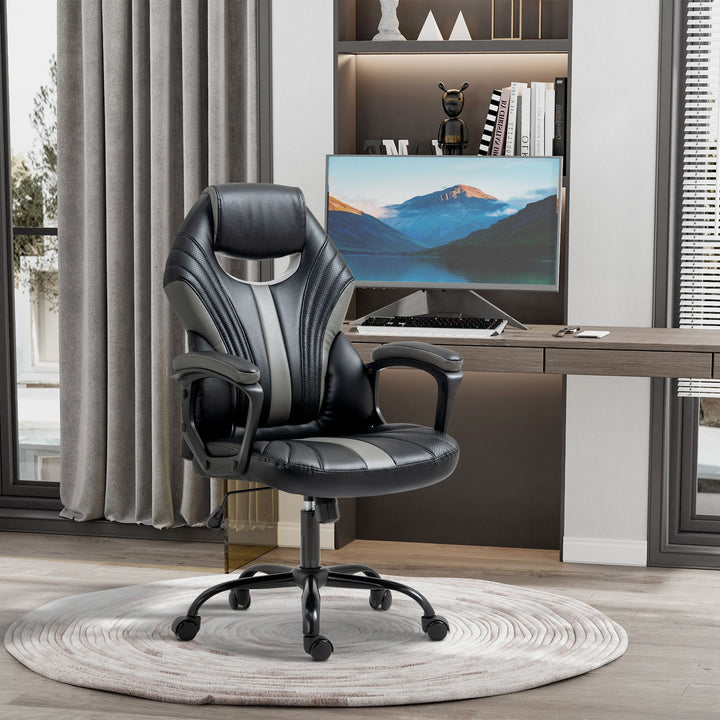 Vinsetto Racing Gaming Chair, Home Office Computer Desk Chair, Faux Leather, Black Grey