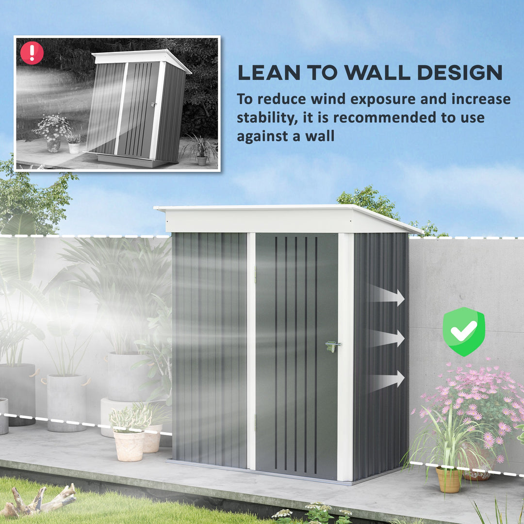 Metal Garden Shed for Tool Motor Bike, w/ Adjustable Shelf Dark Grey