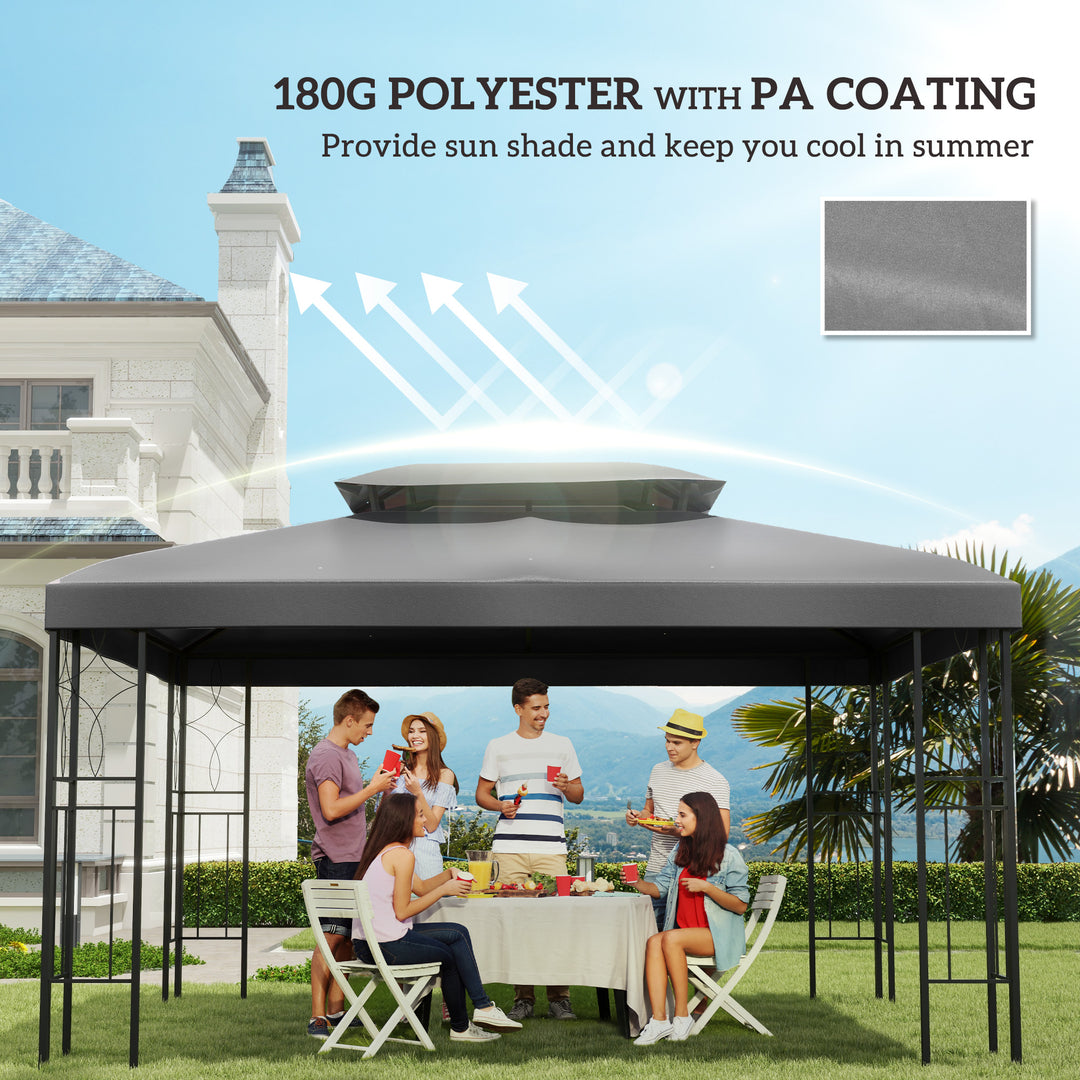 3x4m Gazebo Replacement Roof Canopy 2 Tier Top UV Cover Garden Patio Outdoor Sun Awning Shelters Light Grey (TOP ONLY)