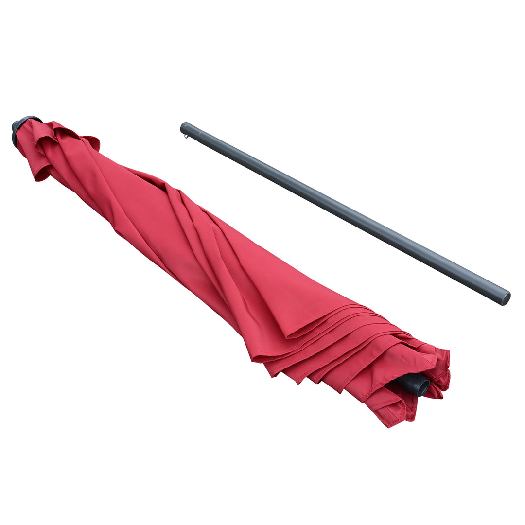 2.8m Patio Parasols Umbrellas Outdoor 6 Ribs Sunshade Canopy Manual Push Garden Backyard Furniture, Wine Red
