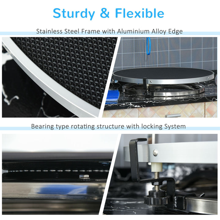 PawHut Rotatable Pet Grooming Tablewith Adjustable Arm Non-Slip Tabletop Locking System Aluminium Steel Frame Safety Leash Φ55 Black