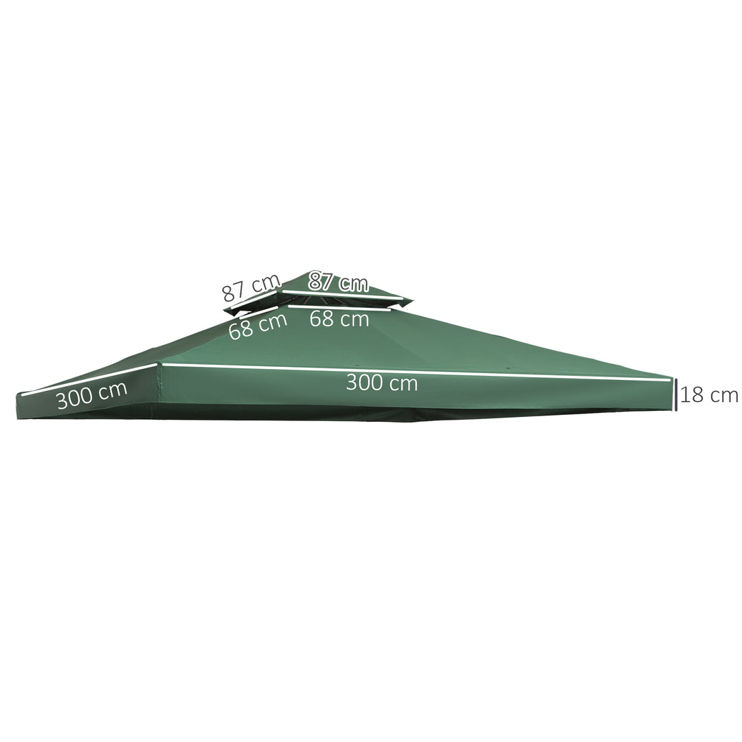 3 x 3 m Gazebo Top Cover Double Tier Canopy Replacement Pavilion Roof Dark Green