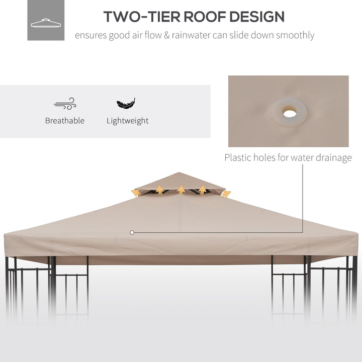 Outsunny 3 x 3(m) Canopy Top Cover Double Tier Gazebo Gazebo Replacement Pavilion Roof Deep Beige (TOP ONLY)