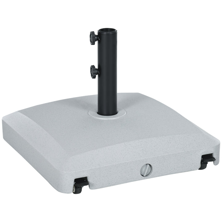 Garden Parasol Base Holder, 24kg Water or 30kg Sand Filled, Outdoor Market Umbrella Stand Weight with Wheels and Brakes, Grey