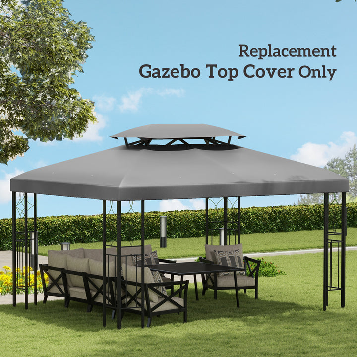 3x4m Gazebo Replacement Roof Canopy 2 Tier Top UV Cover Garden Patio Outdoor Sun Awning Shelters Light Grey (TOP ONLY)