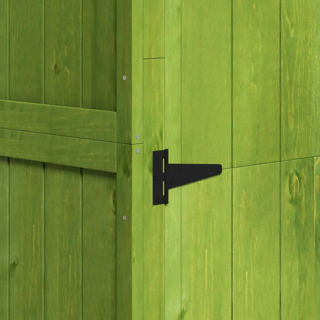 Outsunny Garden Shed Vertical Utility 3 Shelves Shed Wood Outdoor Garden Tool Storage Unit Storage Cabinet, 77 x 54.2 x 179cm - Green