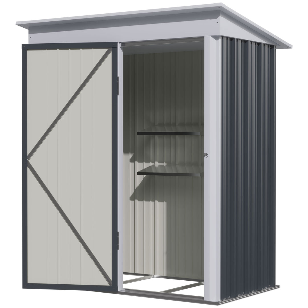 Metal Garden Shed for Tool Motor Bike, w/ Adjustable Shelf Dark Grey