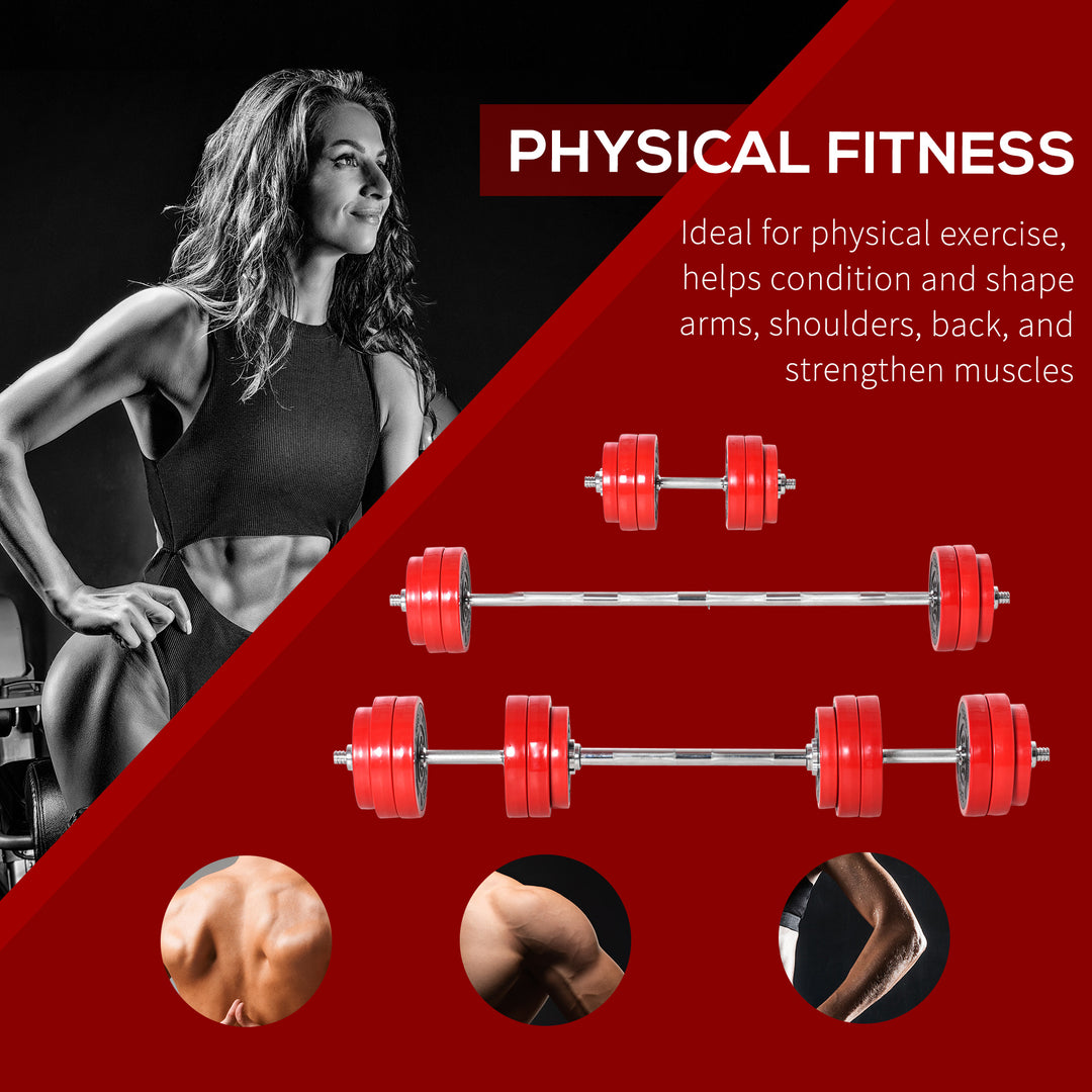 30KGS Two-In-One Dumbbell & Barbell Adjustable Set Strength Muscle Exercise Fitness Plate Bar Clamp Rod Home Gym Sports Area