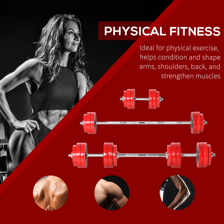 30KGS Two-In-One Dumbbell & Barbell Adjustable Set Strength Muscle Exercise Fitness Plate Bar Clamp Rod Home Gym Sports Area