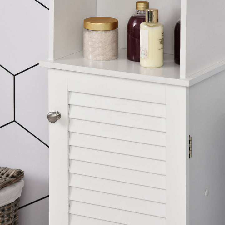 Freestanding Tallboy Bathroom Storage Cabinet w/ 6 Shelves Cupboard Tower Organisation Home Bathroom Furniture White