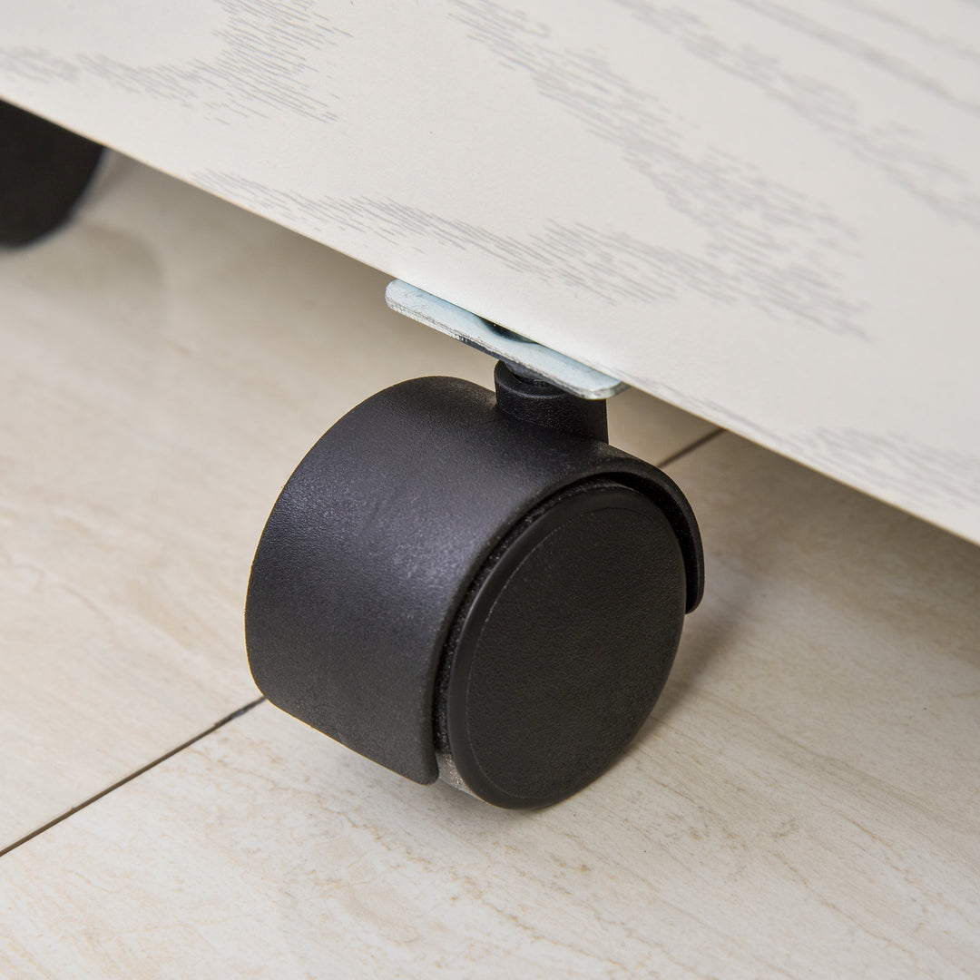 Vinsetto 2-Drawer Locking Office Filing Cabinet w/ 5 Wheels Rolling Storage Hanging Legal Letter Files Cupboard Home Organisation White