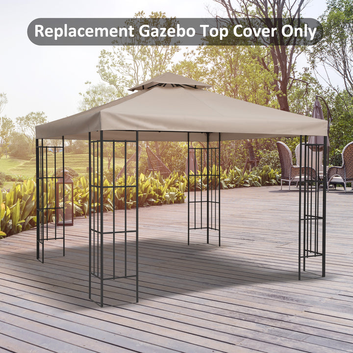 Outsunny 3 x 3(m) Canopy Top Cover Double Tier Gazebo Gazebo Replacement Pavilion Roof Deep Beige (TOP ONLY)