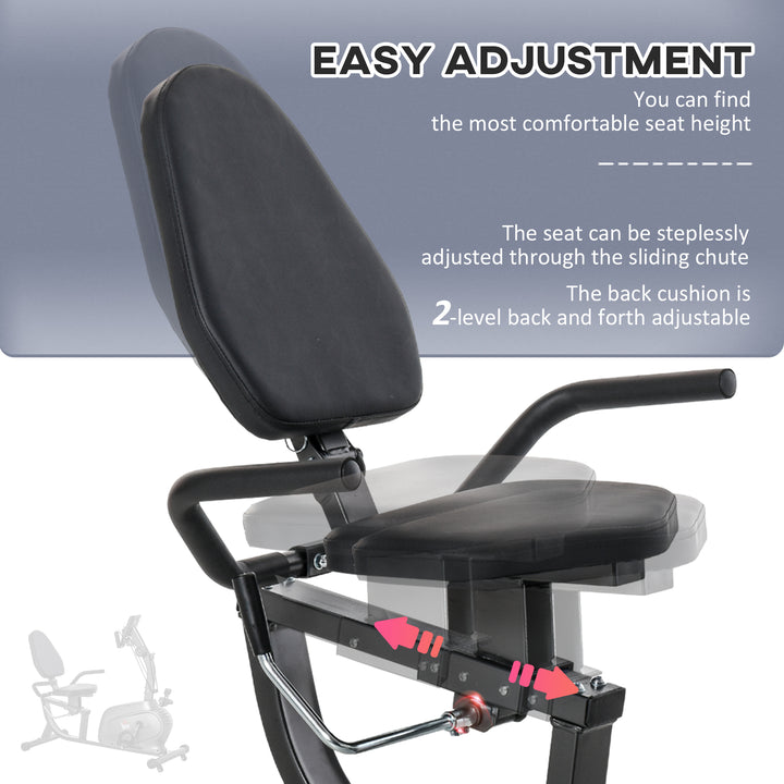 Fitness Recumbent Bike Magnetic Resistance Exercise Bike Stationary Cycling Bike, Pad Holder with LCD Monitor, Indoor Cardio Workout, Black