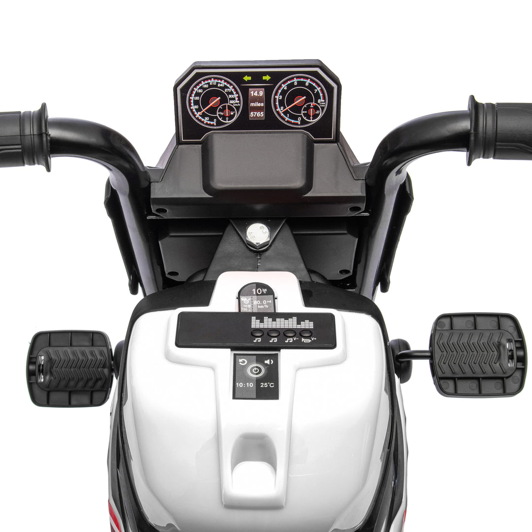 Motorcycle Design 3 in 1 Toddler Trike, Balance Bike-White