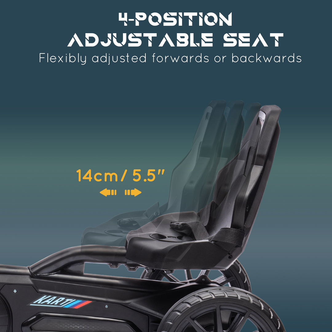 Children Pedal Go Kart, Kids Ride on Racer with Adjustable Seat, Swing Axle, Shock Absorption EVA Tyres, Handbrake, for Boys and Girls Aged 3-8 Years Old, Black