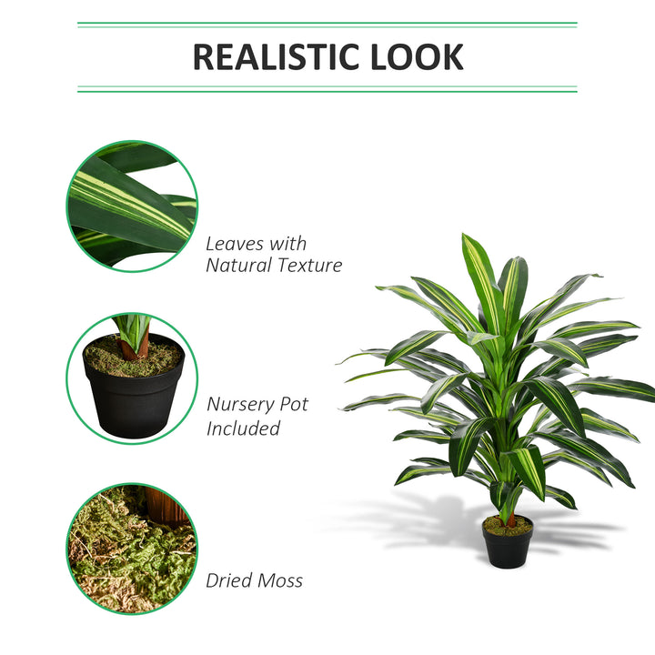 Artificial Dracaena Tree Decorative Plant, Fake Tropical Tree- Green